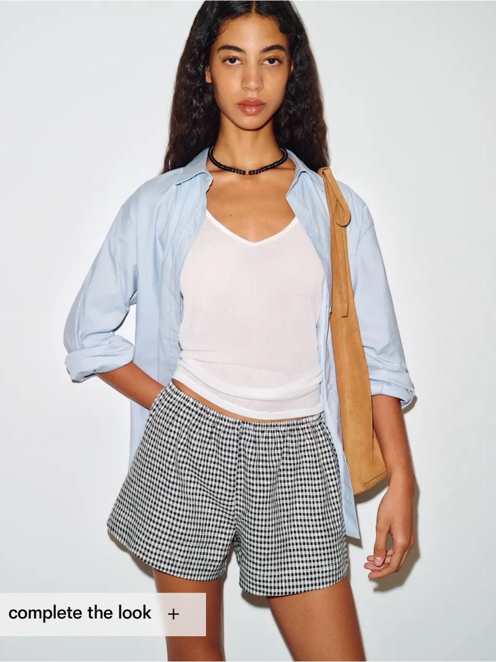 Reformation Black & White Gingham High Waist Shorts